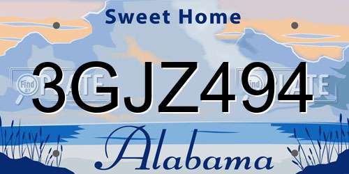 3GJZ494 Alabama License Plate