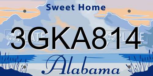 3GKA814 Alabama License Plate