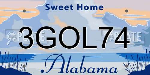 3GOL74 Alabama License Plate