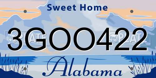 3GOO422 Alabama License Plate