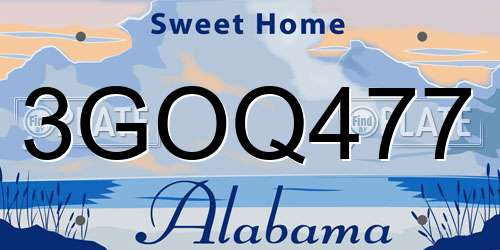 3GOQ477 Alabama License Plate