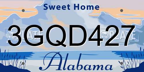 3GQD427 Alabama License Plate