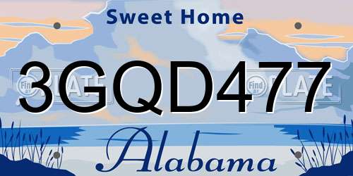 3GQD477 Alabama License Plate