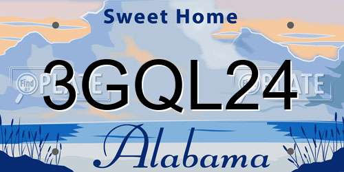3GQL24 Alabama License Plate