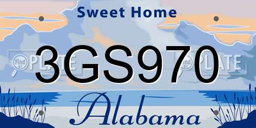 3GS970 Alabama License Plate