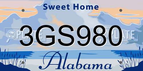 3GS980 Alabama License Plate