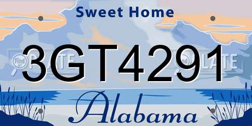 3GT4291 Alabama License Plate