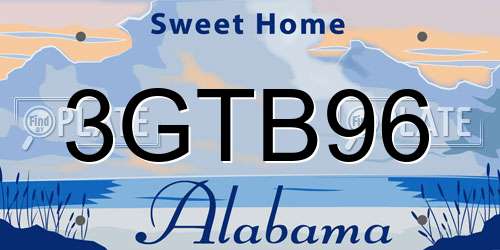 3GTB96 Alabama License Plate