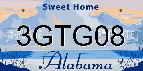 3GTG08 Alabama License Plate