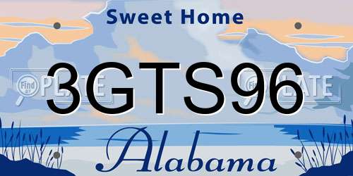 3GTS96 Alabama License Plate