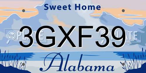 3GXF39 Alabama License Plate