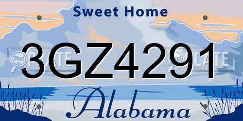 3GZ4291 Alabama License Plate