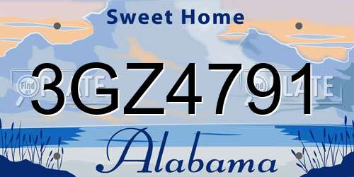 3GZ4791 Alabama License Plate