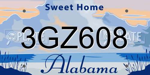 3GZ608 Alabama License Plate