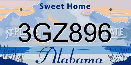 3GZ896 Alabama License Plate