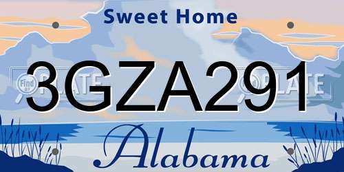 3GZA291 Alabama License Plate
