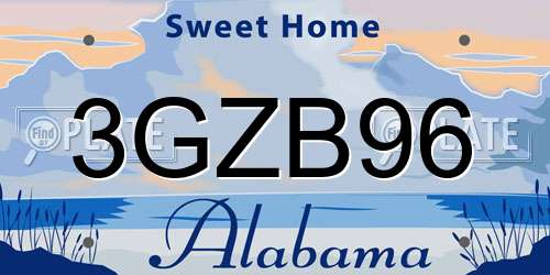 3GZB96 Alabama License Plate