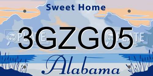 3GZG05 Alabama License Plate