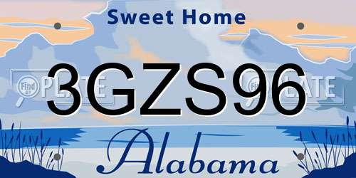 3GZS96 Alabama License Plate