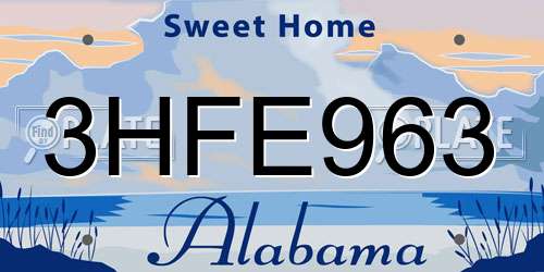 3HFE963 Alabama License Plate