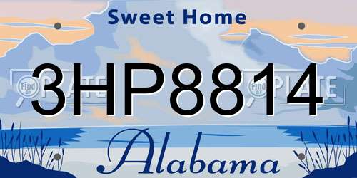 3HP8814 Alabama License Plate