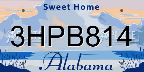 3HPB814 Alabama License Plate