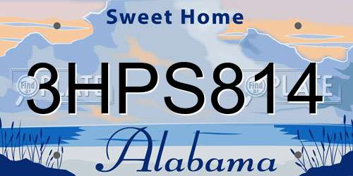 3HPS814 Alabama License Plate
