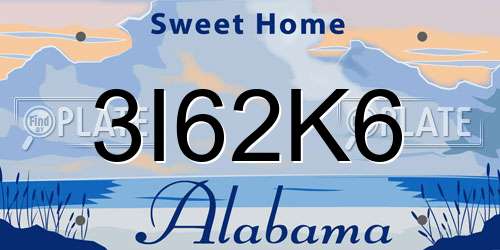 3I62K6 Alabama License Plate