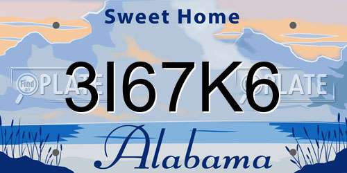 3I67K6 Alabama License Plate
