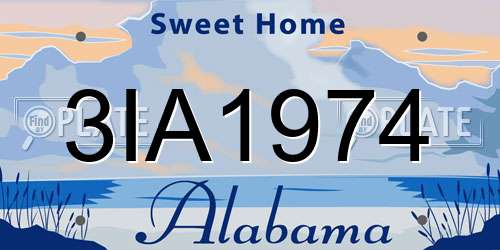 3IA1974 Alabama License Plate