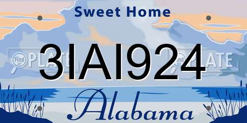 3IAI924 Alabama License Plate