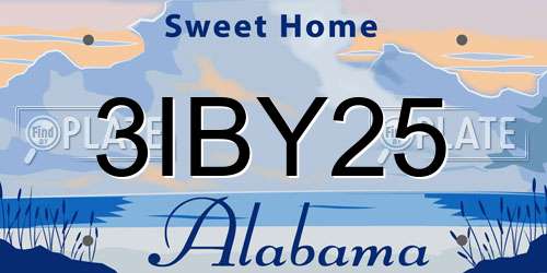 3IBY25 Alabama License Plate