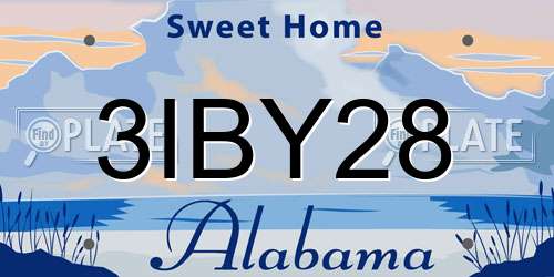 3IBY28 Alabama License Plate