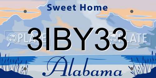 3IBY33 Alabama License Plate