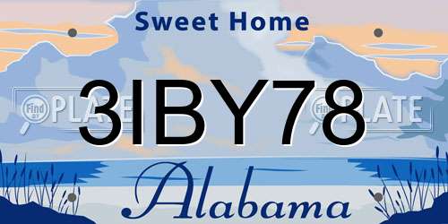 3IBY78 Alabama License Plate