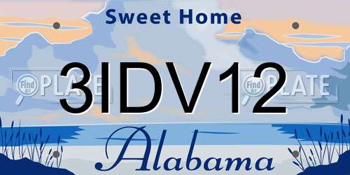 3IDV12 Alabama License Plate