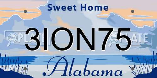 3ION75 Alabama License Plate
