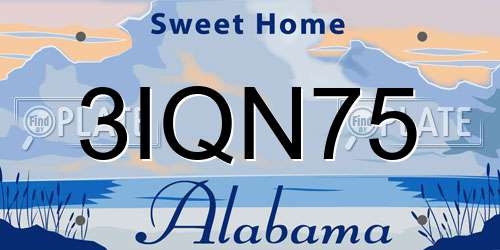 3IQN75 Alabama License Plate