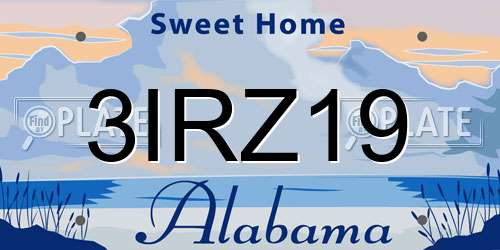 3IRZ19 Alabama License Plate