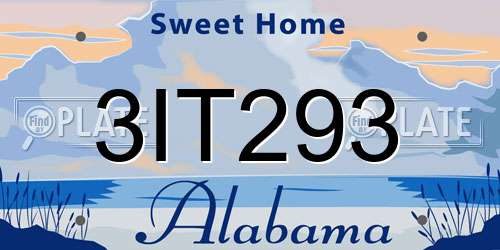 3IT293 Alabama License Plate