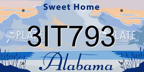 3IT793 Alabama License Plate