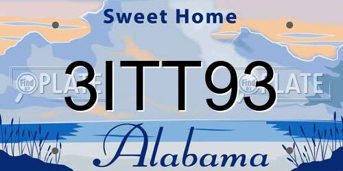 3ITT93 Alabama License Plate