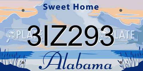 3IZ293 Alabama License Plate