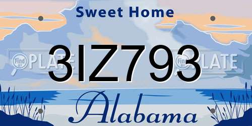 3IZ793 Alabama License Plate