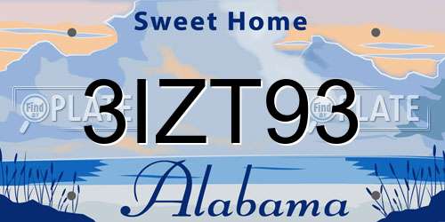3IZT93 Alabama License Plate