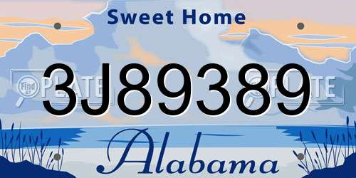 3J89389 Alabama License Plate