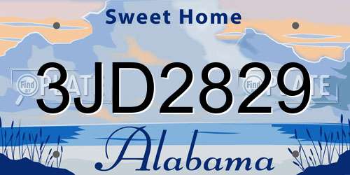 3JD2829 Alabama License Plate
