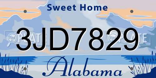 3JD7829 Alabama License Plate
