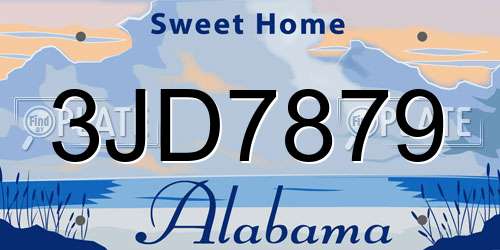 3JD7879 Alabama License Plate