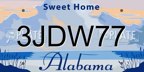 3JDW77 Alabama License Plate